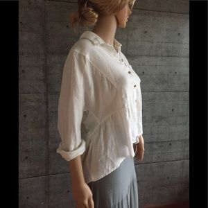 Anthropologie Holding Horses linen cropped shirtSP